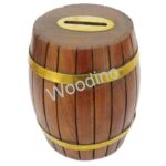 Woodino Wooden Barrel Shape Golden Strip 6x5"