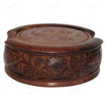 Woodino Premium Wooden Carving Lotus Coaster Set - 6 Pieces
