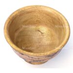 Woodino Acacia Wooden Serving Bowl, Crackle Laser Design Outside (Size: 6x4 inch)