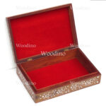Woodino Floral Design White Brass Wooden Big Box (Size-12x8 inch)