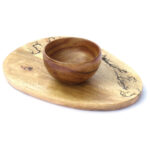 Woodino Acacia Wood Bowl with Oval Tray for Snacks, Candy etc (Size Bowl- 4x2 inch)