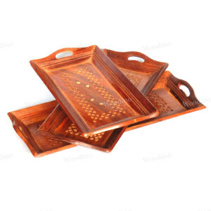 Woodino Sheesham Coffee Set Long Tray Combo Tray