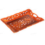 Woodino Sheesham Thick Jaali/Net Brass Art Handicrafts (Size: 13x9 inch) Tray