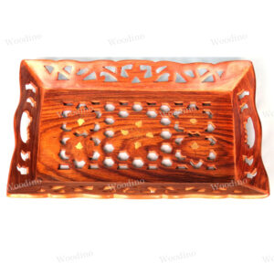 Woodino Sheesham Thick Jaali/Net Brass Art Handicrafts (Size: 15x10 inch) Tray