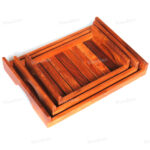 Woodino Plain and Simple Sheesham Strip Tray Set (Size Big- 15x10 inch)