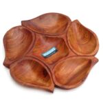 Wooden Dry Fruits Tray with Divisions, Serving Platter(9x9x1.2 Inches)