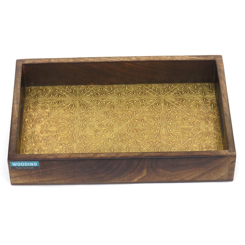 Wooden Rectangular Serving Tray for Tea/Coffee Mango Wood Snacks Serving Tray(12x8x2 Inches)