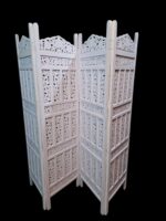 Handcrafted Wooden Partition Room Divider Screen - Stylish Home Decor For The Living Room (White)